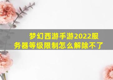 梦幻西游手游2022服务器等级限制怎么解除不了