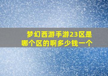 梦幻西游手游23区是哪个区的啊多少钱一个