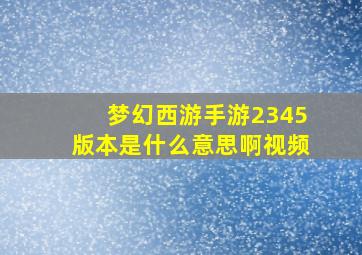 梦幻西游手游2345版本是什么意思啊视频