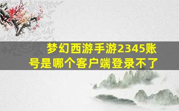 梦幻西游手游2345账号是哪个客户端登录不了