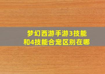 梦幻西游手游3技能和4技能合宠区别在哪