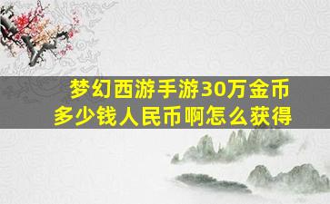 梦幻西游手游30万金币多少钱人民币啊怎么获得