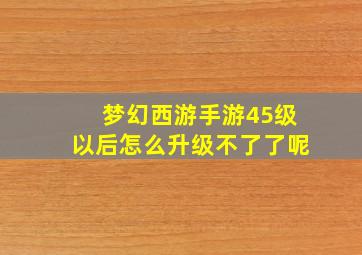 梦幻西游手游45级以后怎么升级不了了呢