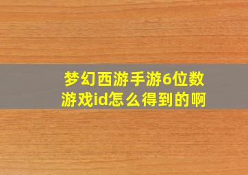 梦幻西游手游6位数游戏id怎么得到的啊