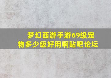 梦幻西游手游69级宠物多少级好用啊贴吧论坛