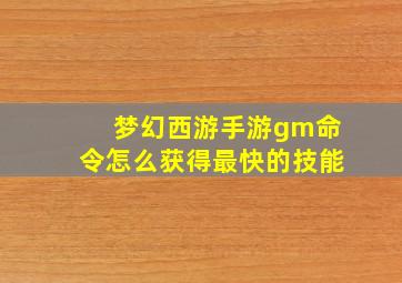 梦幻西游手游gm命令怎么获得最快的技能