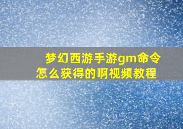 梦幻西游手游gm命令怎么获得的啊视频教程