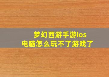 梦幻西游手游ios电脑怎么玩不了游戏了