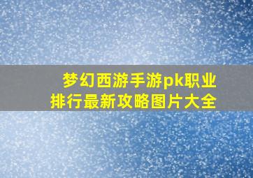 梦幻西游手游pk职业排行最新攻略图片大全