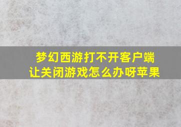 梦幻西游打不开客户端让关闭游戏怎么办呀苹果