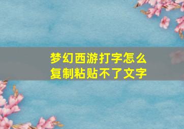 梦幻西游打字怎么复制粘贴不了文字