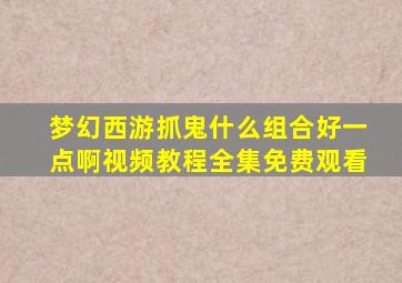 梦幻西游抓鬼什么组合好一点啊视频教程全集免费观看