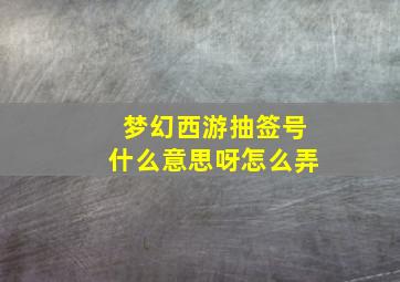 梦幻西游抽签号什么意思呀怎么弄