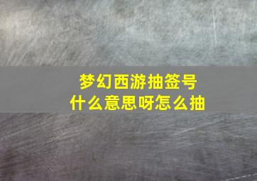 梦幻西游抽签号什么意思呀怎么抽