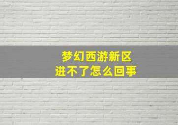 梦幻西游新区进不了怎么回事