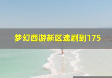 梦幻西游新区速刷到175