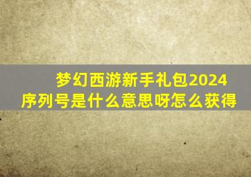 梦幻西游新手礼包2024序列号是什么意思呀怎么获得