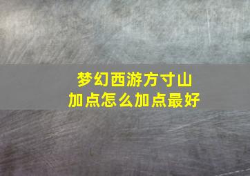 梦幻西游方寸山加点怎么加点最好