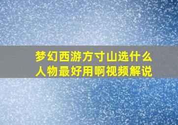 梦幻西游方寸山选什么人物最好用啊视频解说