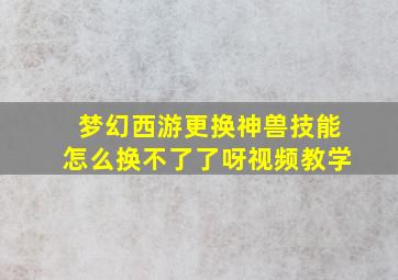 梦幻西游更换神兽技能怎么换不了了呀视频教学