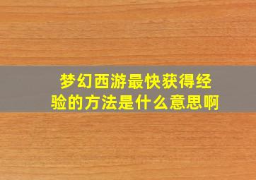 梦幻西游最快获得经验的方法是什么意思啊