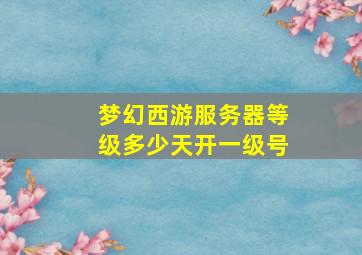 梦幻西游服务器等级多少天开一级号