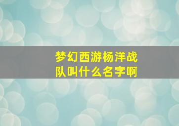 梦幻西游杨洋战队叫什么名字啊