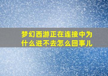 梦幻西游正在连接中为什么进不去怎么回事儿