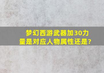 梦幻西游武器加30力量是对应人物属性还是?