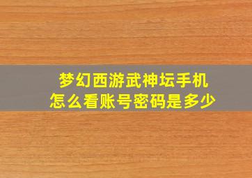 梦幻西游武神坛手机怎么看账号密码是多少