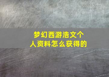 梦幻西游浩文个人资料怎么获得的