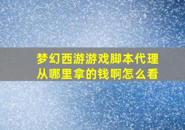 梦幻西游游戏脚本代理从哪里拿的钱啊怎么看