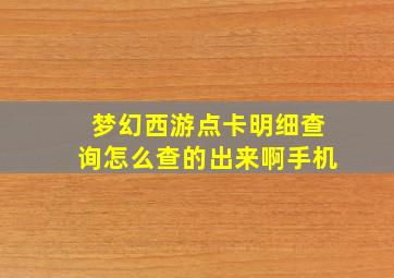 梦幻西游点卡明细查询怎么查的出来啊手机