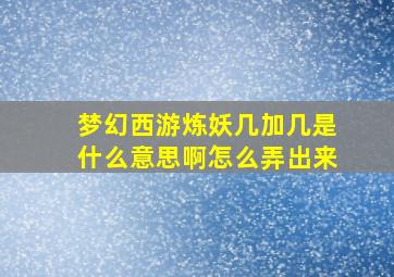 梦幻西游炼妖几加几是什么意思啊怎么弄出来