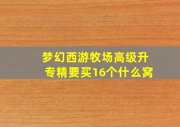 梦幻西游牧场高级升专精要买16个什么窝