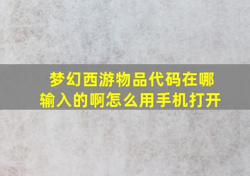 梦幻西游物品代码在哪输入的啊怎么用手机打开