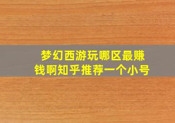 梦幻西游玩哪区最赚钱啊知乎推荐一个小号