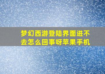 梦幻西游登陆界面进不去怎么回事呀苹果手机