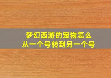 梦幻西游的宠物怎么从一个号转到另一个号