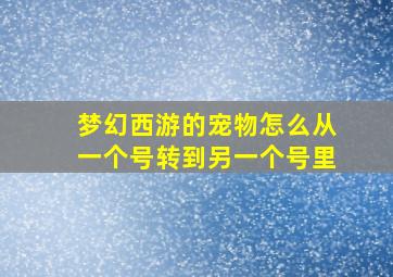 梦幻西游的宠物怎么从一个号转到另一个号里