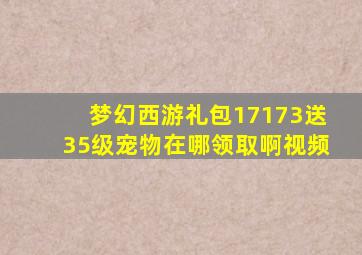 梦幻西游礼包17173送35级宠物在哪领取啊视频