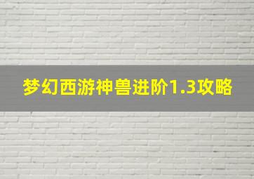 梦幻西游神兽进阶1.3攻略