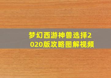 梦幻西游神兽选择2020版攻略图解视频