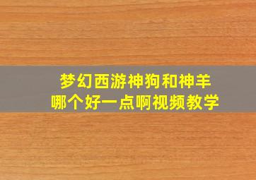 梦幻西游神狗和神羊哪个好一点啊视频教学