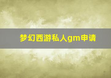 梦幻西游私人gm申请