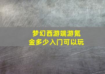 梦幻西游端游氪金多少入门可以玩