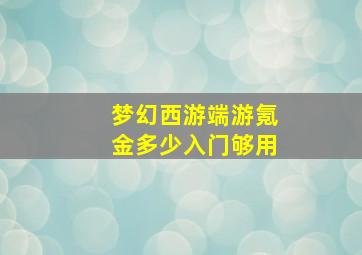 梦幻西游端游氪金多少入门够用