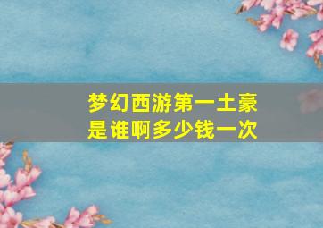 梦幻西游第一土豪是谁啊多少钱一次