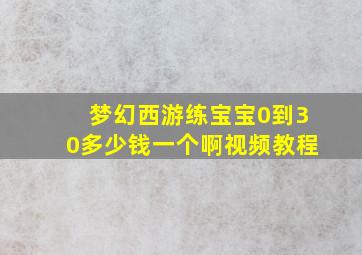 梦幻西游练宝宝0到30多少钱一个啊视频教程