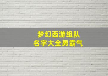 梦幻西游组队名字大全男霸气